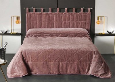 LINDER Jet&eacute; de Lit Aspect Velours Rose 180 x 240 cm - Rose