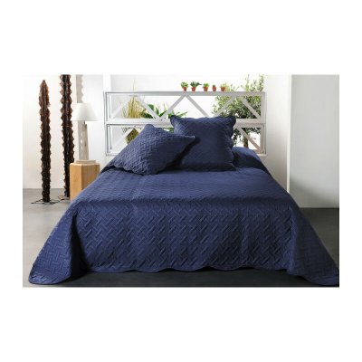 LINDER Jet&eacute; de lit aux formes g&eacute;om&eacute;triques surpiqu&eacute;es 250 x 260 cm