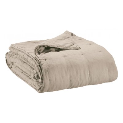VIVARAISE Jet&eacute; de lit stonewashed en lin naturel 240 x 260 cm