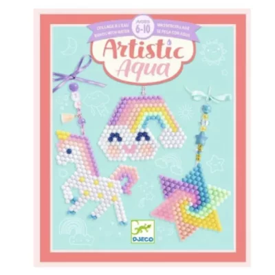 DJECO Jeu cr&eacute;atif  Artistic Aqua Perles &agrave; repasser Arc-en-ciel