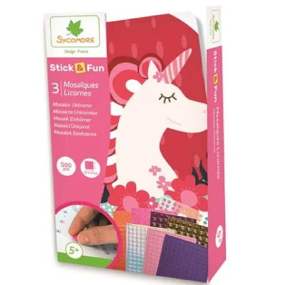 AU SYCOMORE Jeu cr&eacute;atif Stick N Fun mosa&iuml;ques licornes 500 pi&egrave;ces