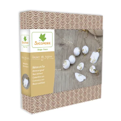 SYCOMORE Jeu cr&eacute;atif  atelier de bijoux ciment et feuilles d or ADB002