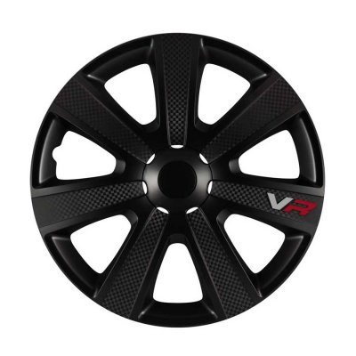 AUTOSTYLE Jeu d':enjoliveurs de roue VR 16 pouces noir / look carbone / logo