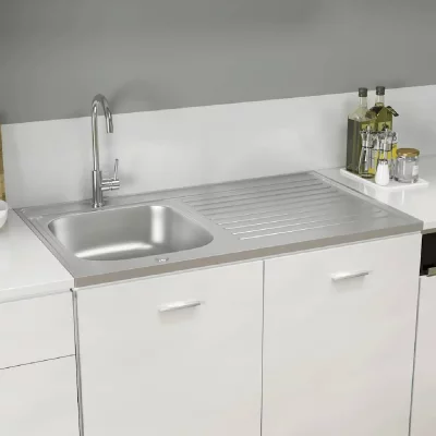 VIDAXL Jeu d'&eacute;vier de cuisine et &eacute;gouttoir argent&eacute; 1000x600x155mm inox