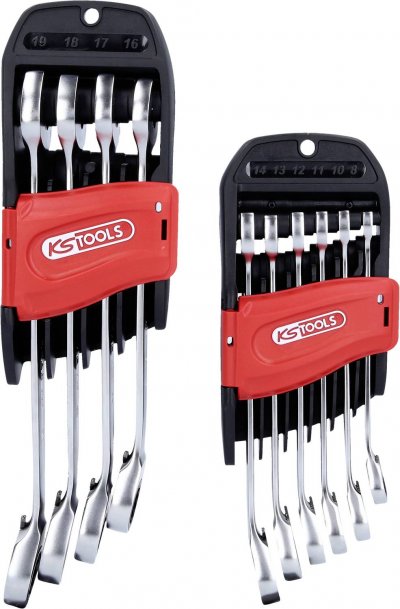 KS TOOLS Jeu de 10 cl&eacute;s mixtes &agrave; cliquet DUO GEAR&reg;  503.5950