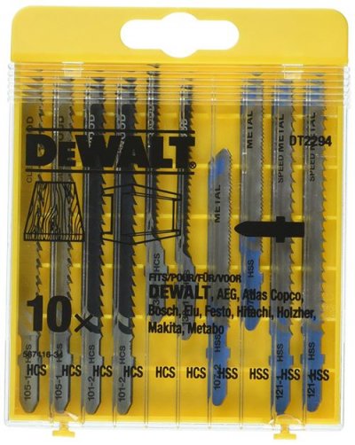 DEWALT Jeu de 10 Lames de scie sauteuse pour bois et m&eacute;tal  DT2294-QZ