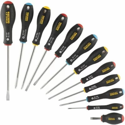 STANLEY Jeu De 12 Tournevis Pozidriv Pour &Eacute;lectricien Et M&eacute;canicien