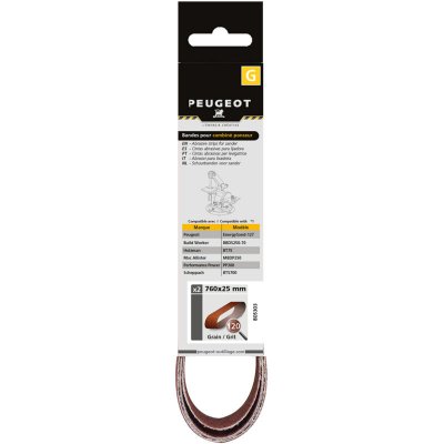 PEUGEOT Jeu de 2 bandes abrasives 760x25 mm Grain 120  OUTILLAGE