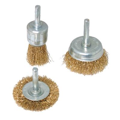 GENERIQUE Jeu de 3 brosses et roues &agrave; fils dacier laitonn&eacute; Silverline