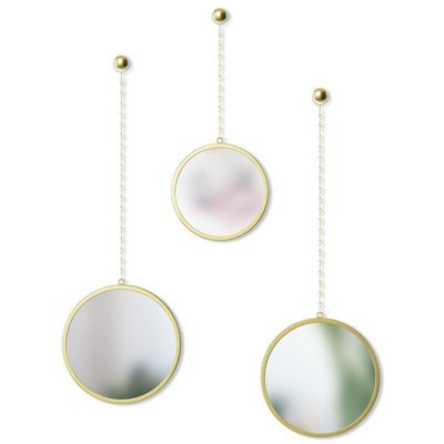 UMBRA Jeu de 3 miroirs ronds suspendus m&eacute;tal dor&eacute; Dima -  - Or - Verre
