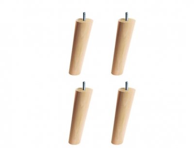 Jeu de 4 pieds fuseaux vernis clair