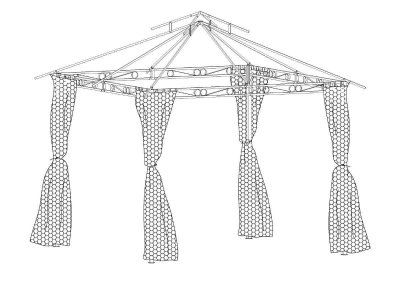HESPERIDE Jeu de 4 rideaux moustiquaires noir pour tonnelle fogo 3 x 3 m
