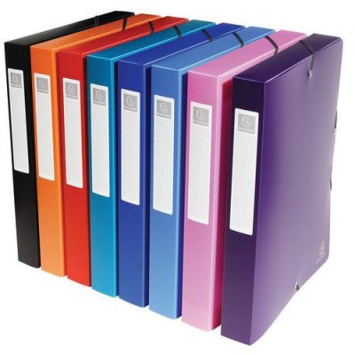 EXACOMPTA Jeu De 8 Boites Classement Pp Opaque Dos De 4 Cm Assorties