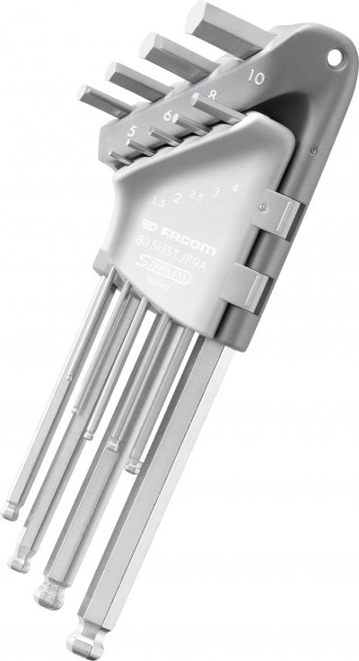 FACOM Jeu de 9 cl&eacute;s m&acirc;les 83SHST.JP9APB Six pans creux/t&ecirc;te sph&eacute;rique inox