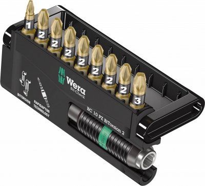 WERA Jeu De 9 Embouts Pz Bitorsion + 1 Porte-Embouts Rapidator  05347153001