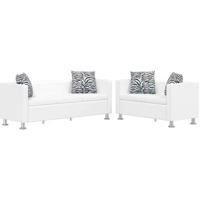 VIDAXL Jeu de canap&eacute; &agrave; 2 places et &agrave; 3 places cuir synth&eacute;tique blanc
