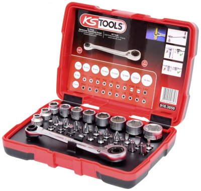 KS TOOLS Jeu de cl&eacute; &agrave; cliquet, douille et embout 31 pcs 11 mm 918.3050