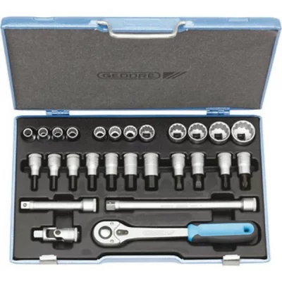 GEDORE Jeu De Cl&eacute;s &Agrave; Douille 1/2" 27 Pcs Ud 10-30 Mm