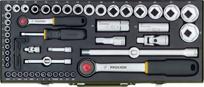 PROXXON Jeu de cl&eacute;s douille complet 1/4+ 1/2 (56 pi&egrave;ces) - 