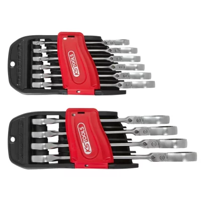 KS TOOLS Jeu de cl&eacute;s mixtes cliquet Gearplus - 10 pcs - T&ecirc;te inclinable &agrave; verrouillage 503.4850