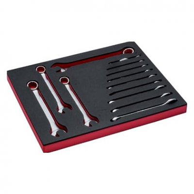 BAHCO Jeu de cl&eacute;s mixtes en pouces, module mousse 2/3 Fit&Go - 13 pcs 