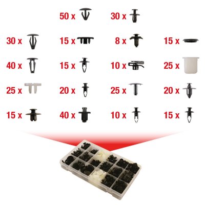 KS TOOLS Jeu de clips de fixation  pour Nissan, 408 pcs. (420.0550)