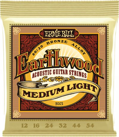 ERNIE BALL Jeu de cordes guitare acoustique 2003 Earthwood 80/20 Bronze Medium Light 12-54
