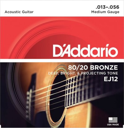 D ADDARIO AND CO Jeu De Cordes Guitare Acoustique D'addario Ej12 Medium 80/20 Bronze