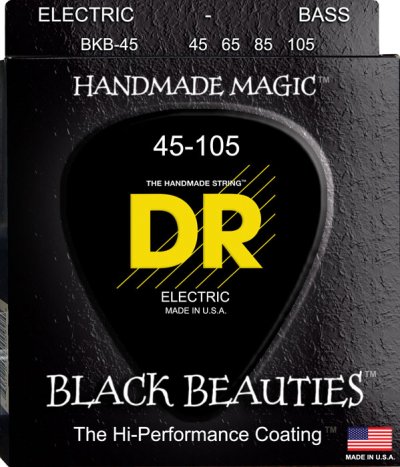 DR STRINGS Jeu De Cordes Guitare Basse Dr Extra Life Black Beauties Medium Bkb45