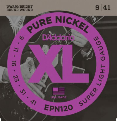 D ADDARIO AND CO Jeu de cordes guitare &eacute;lectrique EPN120 Pure Nickel Super Light 9-41