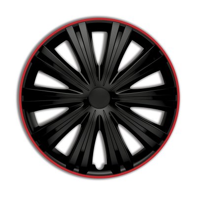 AUTOSTYLE Jeu de enjoliveurs de roue 4 pi&egrave;ces Giga R 16 pouces noir / rouge