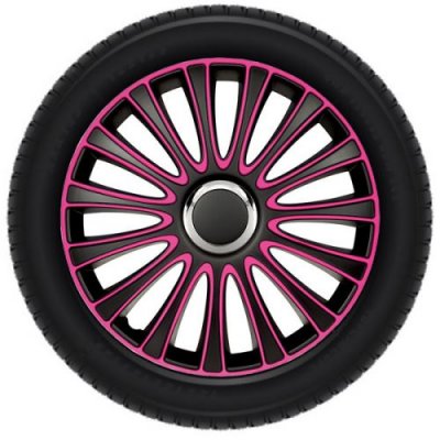 AUTOSTYLE Jeu de enjoliveurs de roue 4 pi&egrave;ces LeMans 14 pouces noir / rose