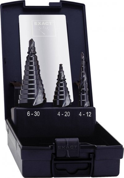 EXACT Jeu de forets &eacute;tag&eacute;s HSS  50071 4 - 12 mm, 4 - 20 mm, 6 - 30 mm TiAIN 1 set - 3 pi&egrave;ces