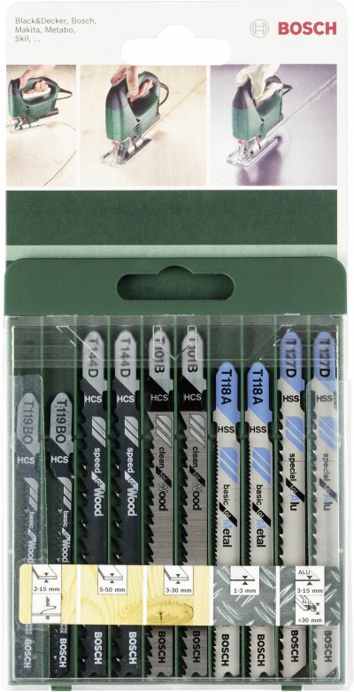 BOSCH Jeu de lames pour scie sauteuse  10 pi&egrave;ces