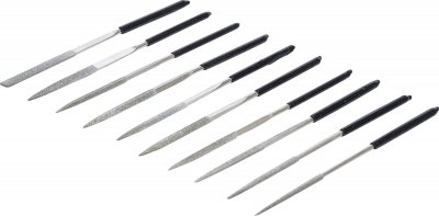 BGS Jeu de limes diamant&eacute;es  - droites - 140 x 3 mm - 10 pi&egrave;ces