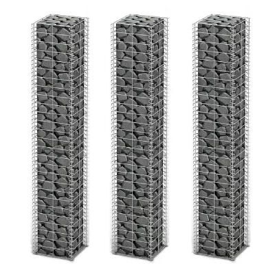 VIDAXL Jeu de panier de gabion 3 pcs Fil galvanis&eacute; 25 x 25 x 150 cm