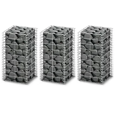 VIDAXL Jeu de panier de gabion 3 pcs Fil galvanis&eacute; 25 x 25 x 50 cm