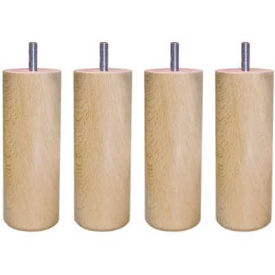 Jeu de pieds Cylindre Cylindre H20cm D7cm vernis naturel filetage 8mm