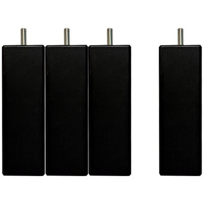 Jeu de pieds de lit carr&eacute;s en bois Noirs Hauteur 15 (lot de 4)