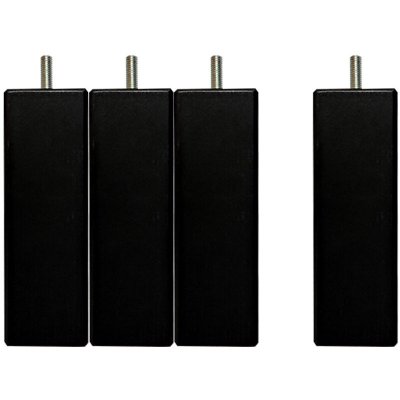 Jeu de pieds de lit carr&eacute;s en bois Noirs Hauteur 20 (lot de 4)