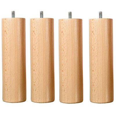 Jeu de pieds de lit cylindriques en bois Hauteur 20 cm (lot de 4)