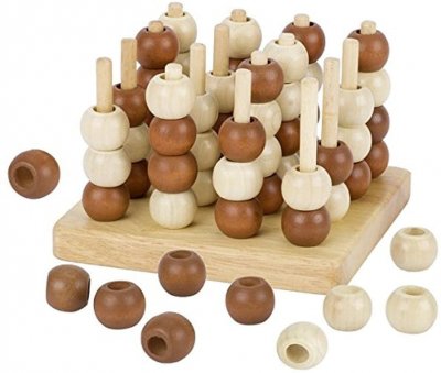 GOKI Jeu de pions tic-tac-toe 3d, jeu en bois  