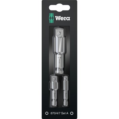 WERA Jeu de raccords avec tige &agrave; 6 pans, Mod&egrave;le : 3 pi&egrave;ces