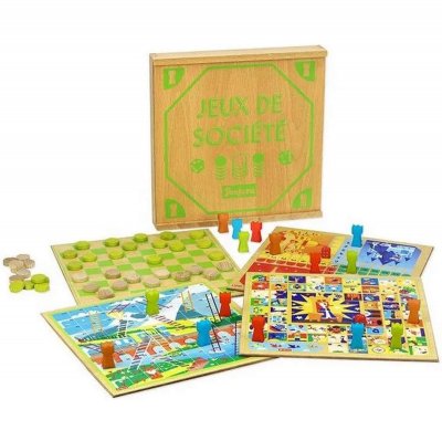 JEUJURA Jeu De Societe Coffret De Jeux - Plateaux En Bois