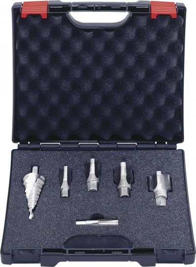 EXACT Jeu de tarauds m&eacute;caniques une coupe sp&eacute;ciaux HSS, 6 pces, pour vissages de c&acirc;bles selon DIN EN 60423
