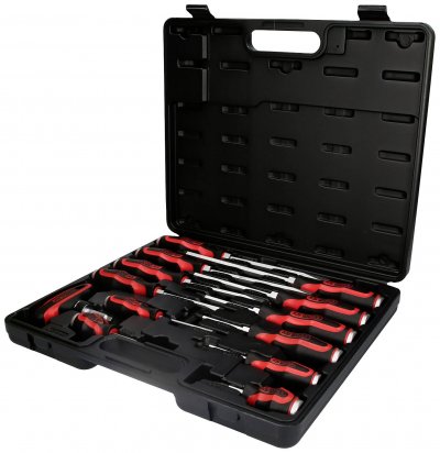 KS TOOLS Jeu de tournevis &agrave; lames 6 pans traversantes, poign&eacute;e en T, 13 pi&egrave;ces