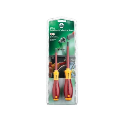 WIHA Jeu de tournevis SoftFinish electric PlusMinus/Pozidriv, 2 pcs sous blister (32282)
