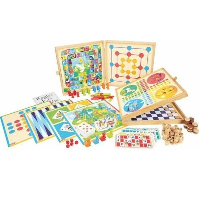 JEUJURA  Coffret de Jeux classiques - 150 regles - Pions bois 