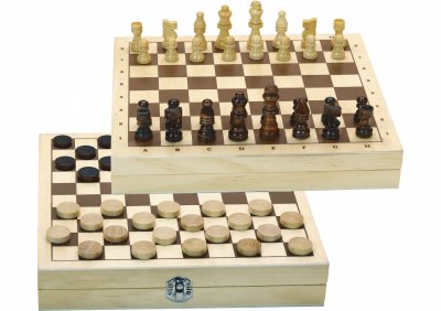JEUJURA Jeux De Dames Et D'&eacute;checs - Coffret En Bois -  Multicolore