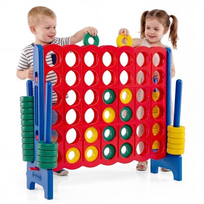  Jeux Puissance 4 G&eacute;ant, 42 jetons circulaires, 120*42*104 cm Panneau Rouge + Cadre Bleu